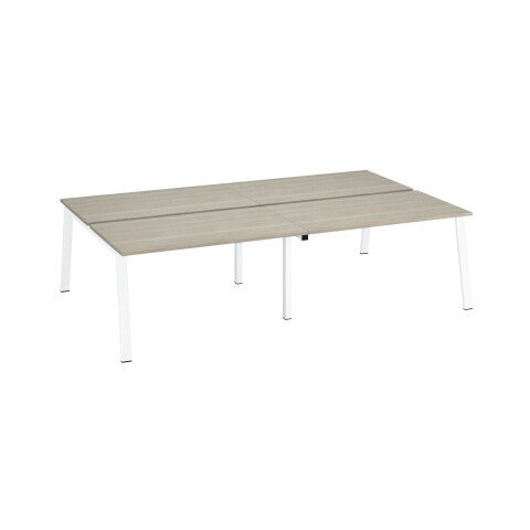 Conjunto de 4 mesas Ecla roble gris An 140 x Fon 80 cm patas metal blancas