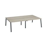 Pôle de 4 bureaux droits chêne gris L 140 x P 80 cm piétement métal - Arch
