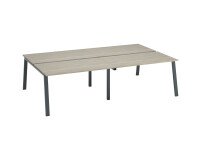 Pack pole de 4 bureaux Ecla L 140 x P 80 cm  piètement métal blanc + platines pour plateaux coulissants offerts