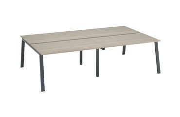 Pack pole de 4 bureaux Ecla L 140 x P 80 cm  piètement métal blanc + platines pour plateaux coulissants offerts