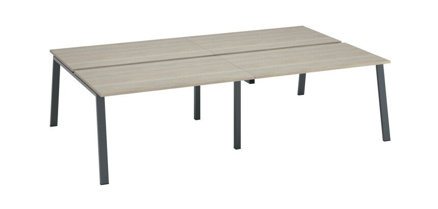 Pack of 4 Ecla L 140 x P 80 cm desks with white metal legs + free sliding plateaus fittings