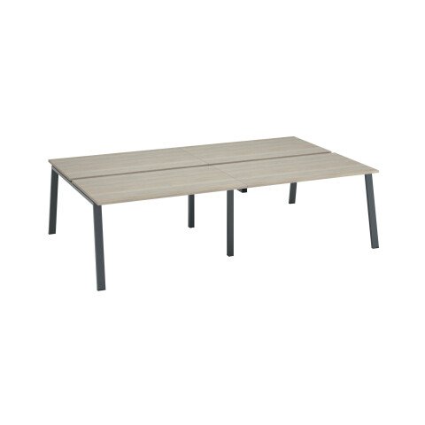 Conjunto de 4 mesas Ecla roble gris An 140 x Fon 80 cm patas metal antracitas