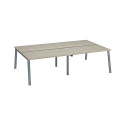 Pôle de 4 bureaux droits chêne gris L 140 x P 80 cm piétement métal - Arch