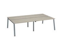 Pôle de 4 bureaux chêne gris L 280 x P 166cm piètement métal - Arch