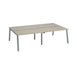 Pôle de 4 bureaux chêne gris L 280 x P 166cm piètement métal - Arch