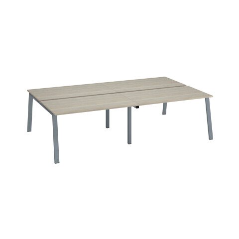 Conjunto de 4 mesas Ecla roble gris An 140 x Fon 80 cm patas metal aluminio