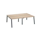 Pôle de 4 bureaux droits chêne clair L 120 x P 80 cm piétement métal - Arch