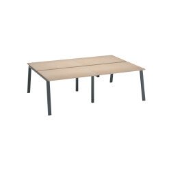 Pôle de 4 bureaux droits chêne clair L 120 x P 80 cm piétement métal - Arch
