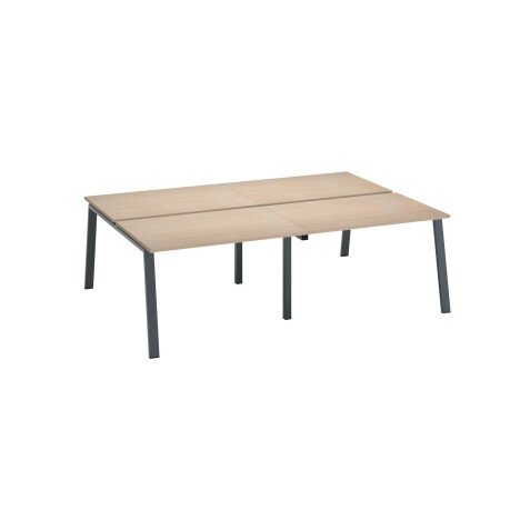 Pôle de 4 bureaux droits chêne clair L 120 x P 80 cm piétement métal - Arch