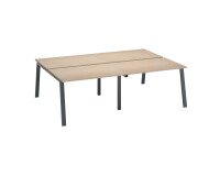 Pôle de 4 bureaux chêne clair L 240 x P 166 cm piètement métal - Arch