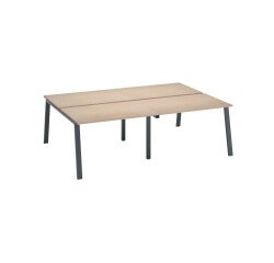 Pôle de 4 bureaux chêne clair L 240 x P 166 cm piètement métal - Arch
