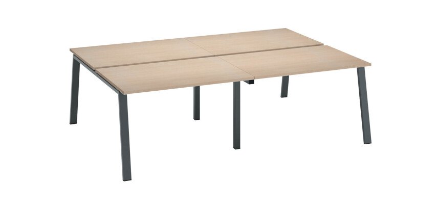 Pôle 4 bureaux ECLA piètement métal profondeur 166 cm