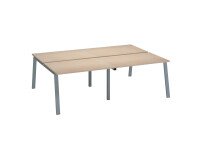 Pôle de 4 bureaux chêne clair L 240 x P 166 cm piètement métal - Arch