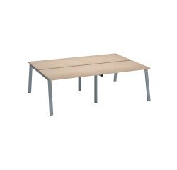 Pôle de 4 bureaux chêne clair L 240 x P 166 cm piètement métal - Arch