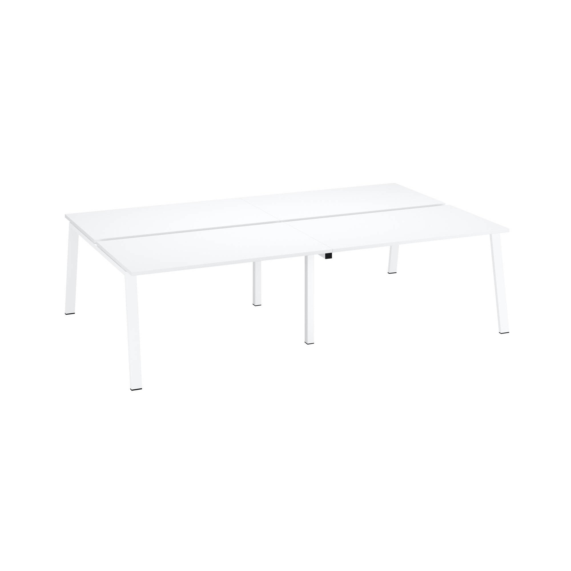 Pôle de 4 bureaux droits blanc L 140 x P 80 cm piétement métal - Arch