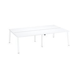 Pôle de 4 bureaux droits blanc L 140 x P 80 cm piétement métal - Arch
