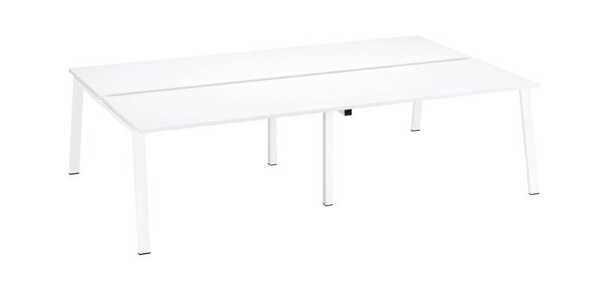 Pôle de 4 bureaux Arch blanc L 280 x P 166 cm piètement métal