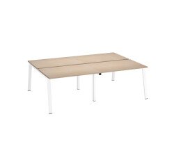 Pôle de 4 bureaux chêne clair L 240 x P 166 cm piètement métal - Arch