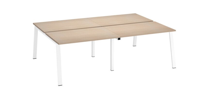 Pôle de 4 bureaux chêne clair L 240 x P 166 cm piètement métal - Arch