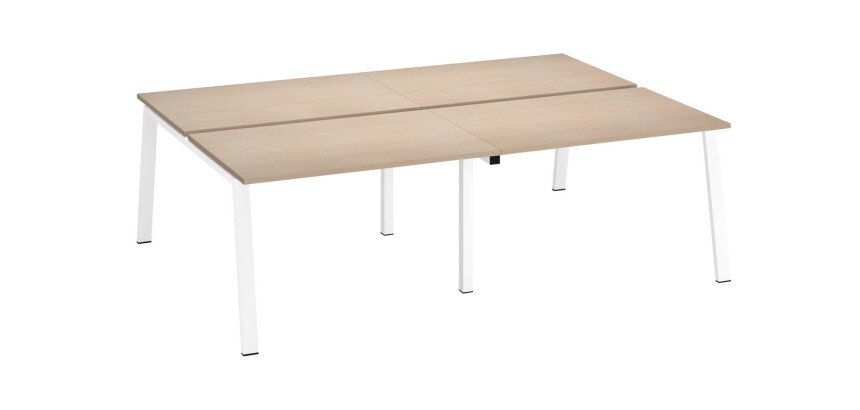 Pôle de 4 bureaux chêne clair L 240 x P 166 cm piètement métal - Arch