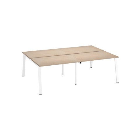 Conjunto de 4 mesas Ecla roble claro An 120 x Fon 80 cm patas metal blancas