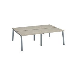 Pôle de 4 bureaux droits chêne gris L 120 x P 80 cm piétement métal - Arch