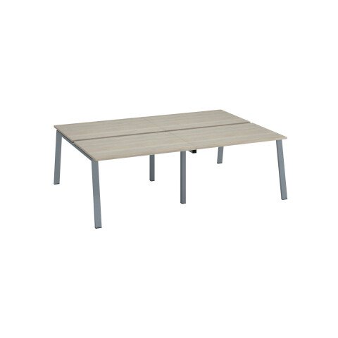 Conjunto de 4 mesas Ecla roble gris An 120 x Fon 80 cm patas metal aluminio