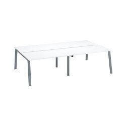 Pôle de 4 bureaux droits blanc L 140 x P 80 cm piétement métal - Arch