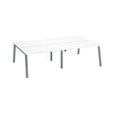 Pôle de 4 bureaux droits blanc L 140 x P 80 cm piétement métal - Arch
