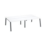 Pôle de 4 bureaux droits blanc L 140 x P 80 cm piétement métal - Arch
