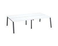 Pôle de 4 bureaux droits blanc L 140 x P 80 cm piétement métal - Arch