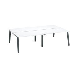 Pôle de 4 bureaux droits blanc L 140 x P 80 cm piétement métal - Arch