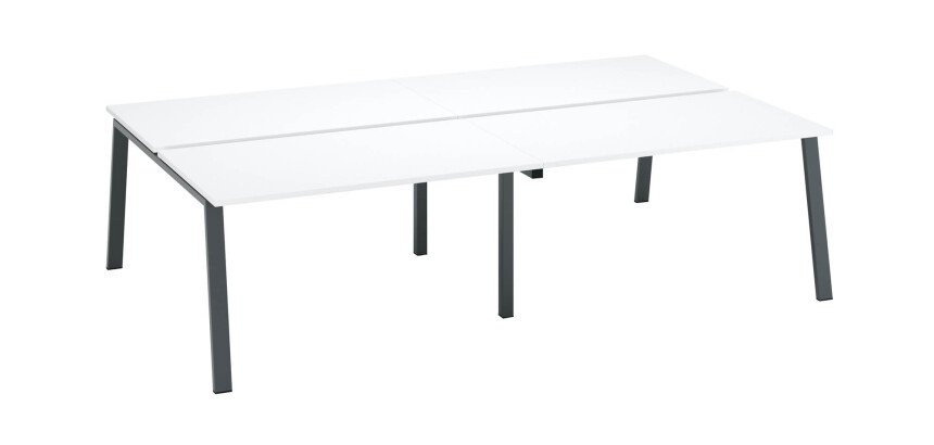 Pôle de 4 bureaux Arch blanc L 280 x P 166 cm piètement métal