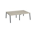 Pôle de 4 bureaux droits chêne gris L 240 x P 166 cm piétement métal - Arch