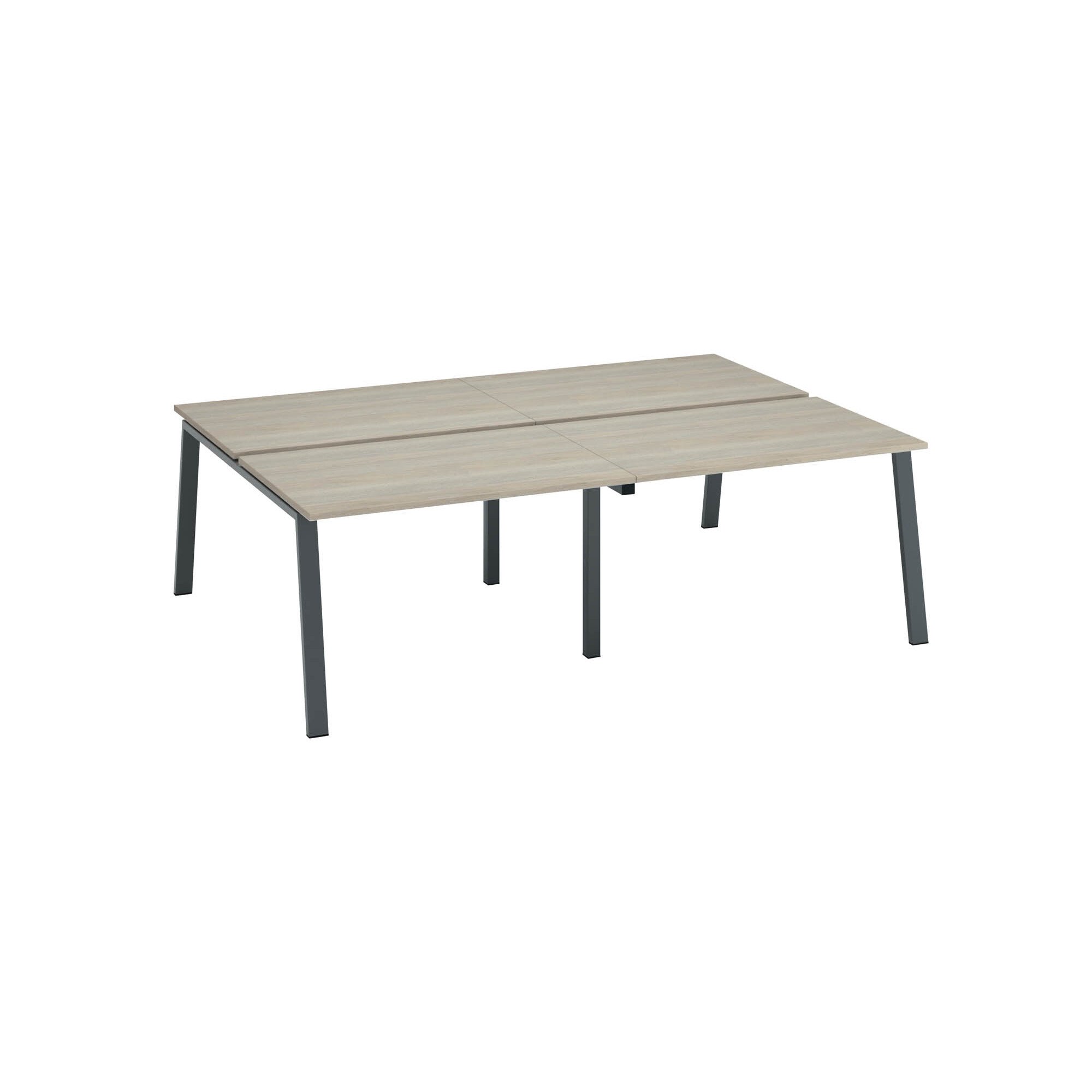 Pôle de 4 bureaux droits chêne gris L 120 x P 80 cm piétement métal - Arch