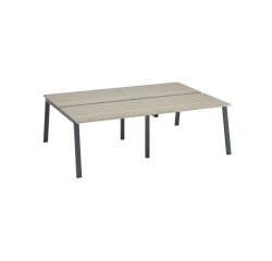 Pôle de 4 bureaux droits chêne gris L 240 x P 166 cm piétement métal - Arch