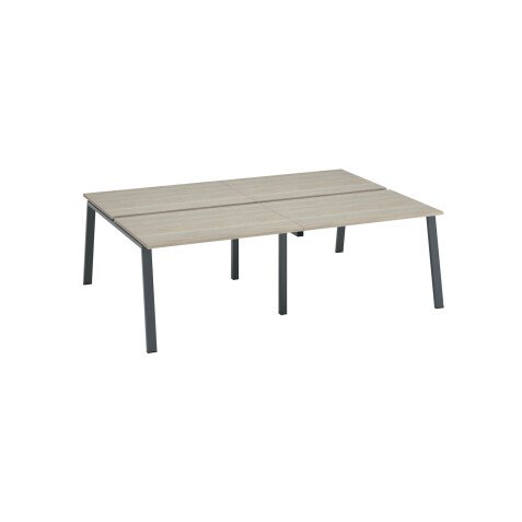 Pôle de 4 bureaux droits chêne gris L 120 x P 80 cm piétement métal - Arch