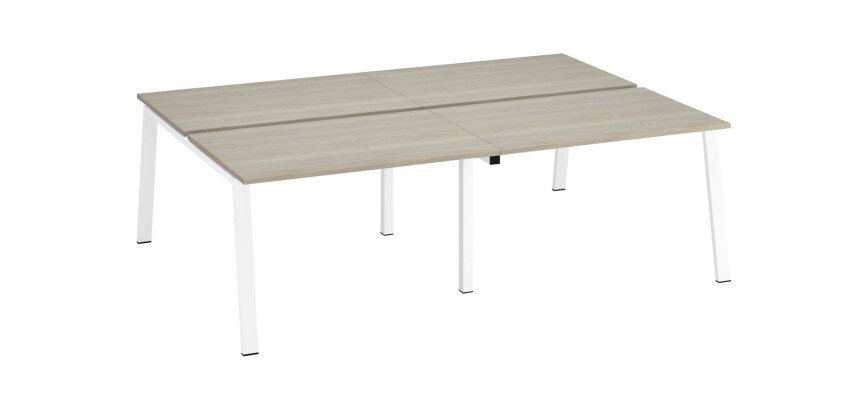 Pôle de 4 bureaux droits chêne gris L 240 x P 166 cm piétement métal - Arch