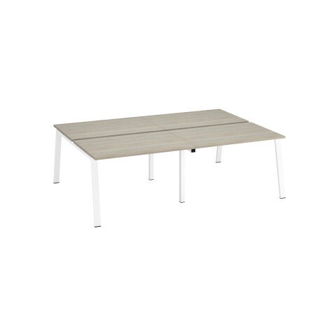 Conjunto de 4 mesas Ecla roble gris An 120 x Fon 80 cm patas metal blancas