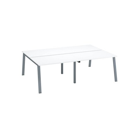 Pôle de 4 bureaux droits blanc L 120 x P 80 cm piétement métal - Arch