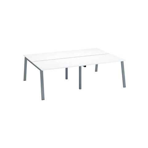 Conjunto de 4 mesas Ecla blancas An 120 x Fon 80 cm patas metal aluminio