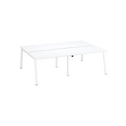 Pôle de 4 bureaux droits blanc L 120 x P 80 cm piétement métal - Arch