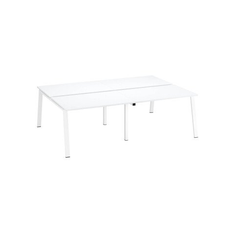 Pôle de 4 bureaux droits blanc L 120 x P 80 cm piétement métal - Arch