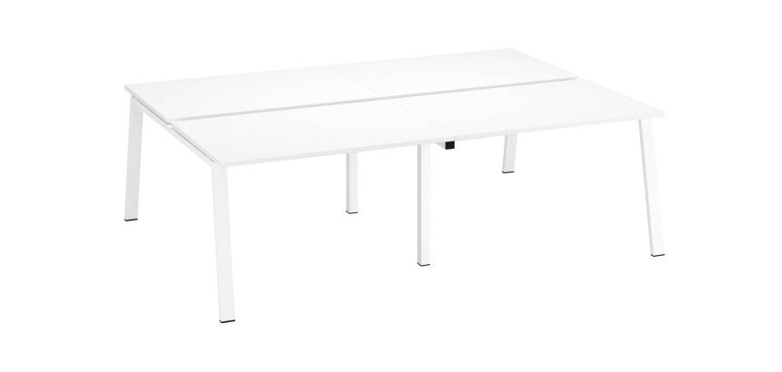 Pôle de 4 bureaux droits blanc L 120 x P 80 cm piétement métal - Arch