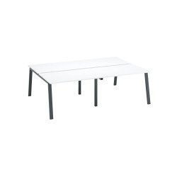 Pôle de 4 bureaux droits blanc L 120 x P 80 cm piétement métal - Arch