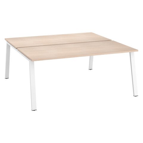 Conjunto de 2 mesas Ecla roble claro An 180 x Fon 80 cm patas metal blancas - elemento inicial