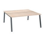 Pôle de 2 bureaux droits chêne clair L 180 x P 80 cm piétement métal - Arch