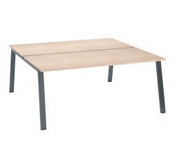 Pôle de 2 bureaux droits chêne clair L 180 x P 80 cm piétement métal - Arch