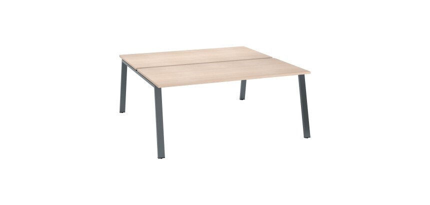 Pôle de 2 bureaux droits chêne clair L 180 x P 80 cm piétement métal - Arch