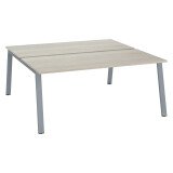 Pôle de 2 bureaux droits chêne gris L 180 x P 80 cm piétement métal - Arch